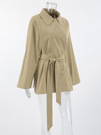 クラシックなダブルブレストトレンチコート（ドールカラーとベルト付き、レディース向け）2025年モデル
