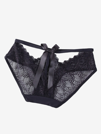 リボンレース包帯室内用ブラックランジェリーパンティー