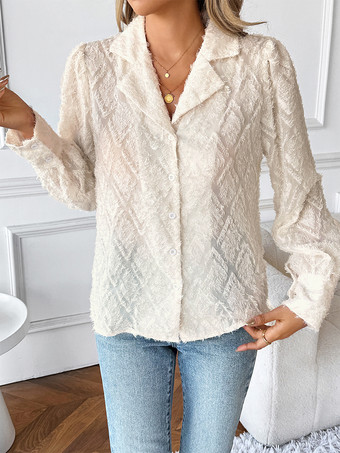 アプリコットテクスチャード長袖シャツ（レディース）2025