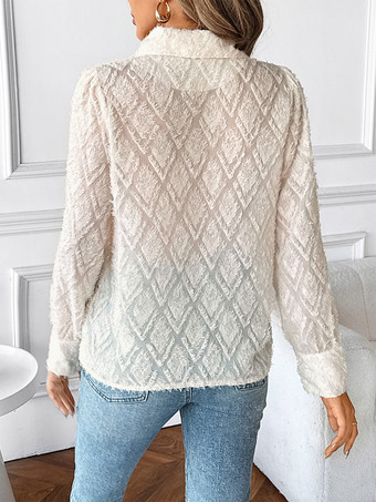 アプリコットテクスチャード長袖シャツ（レディース）2025