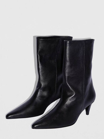 レディース アンクルブーツ ポインテッドトゥ キトンヒール ブーティ