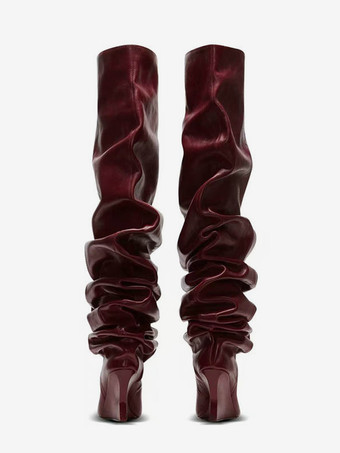 レディース オーバーニーブーツ ポインテッドスラウチウェッジサイハイブーツ