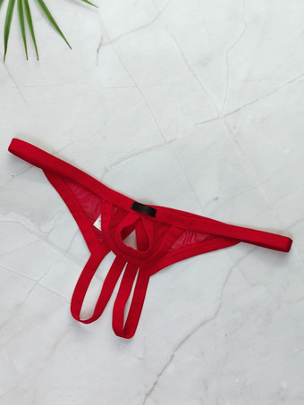 レッド メンズランジェリー下着セクシーパンティーブラックブリーフトライアングル