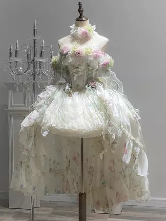 Abito Lolita da donna con volant rinascimentale con fiocco a