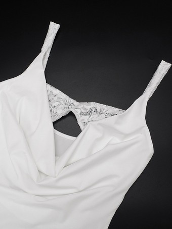 レースランジェリー風スリットマキシドレス（ホワイト、レディース）2025年