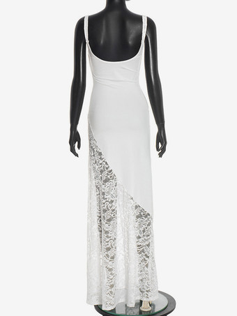 レースランジェリー風スリットマキシドレス（ホワイト、レディース）2025年