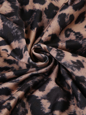 クラブ2025のための、レースとタイフロントのディテールが施されたヒョウ柄ミニストラップドレス