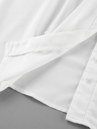 2025年秋冬レディース向けスタンドカラー付きヴィンテージパフスリーブブラウス