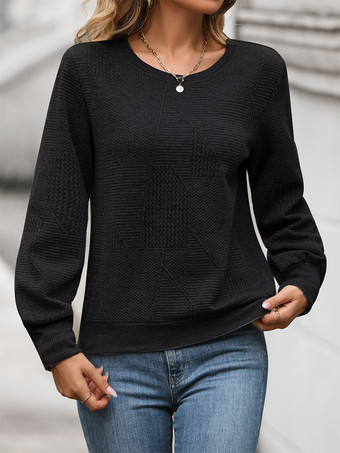 2025年レディース向け、幾何学模様のパフスリーブトップス