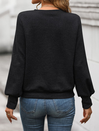 2025年レディース向け、幾何学模様のパフスリーブトップス