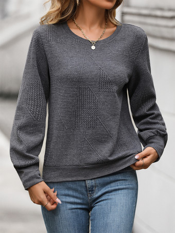 2025年レディース向け、幾何学模様のパフスリーブトップス