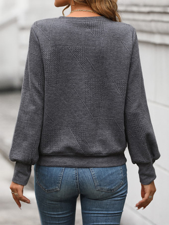 2025年レディース向け、幾何学模様のパフスリーブトップス