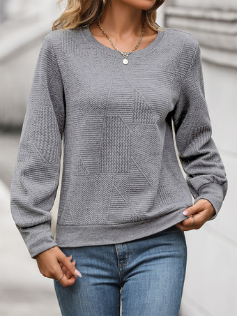 2025年レディース向け、幾何学模様のパフスリーブトップス