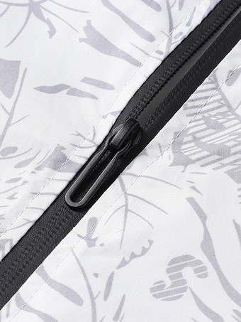 メンズ ベースボールカラージャケット メープルリーフプリント 長袖 伸縮性のある袖口 ジッパー付きサイドポケット 軽量ジャケット