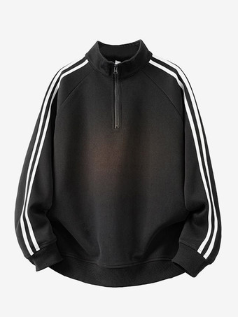 メンズ 2ピース トラックスーツセット スタンドカラー 長袖 ストライプ スウェットシャツとパンツ