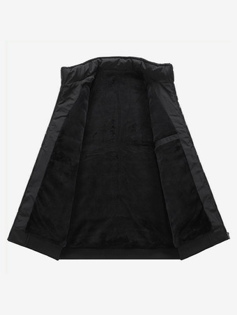 メンズ キルティングジャケット 長袖 シングル 縦型 ジッパー付き 胸ポケット サイドポケット コート リブ付き袖口と裾デザイン