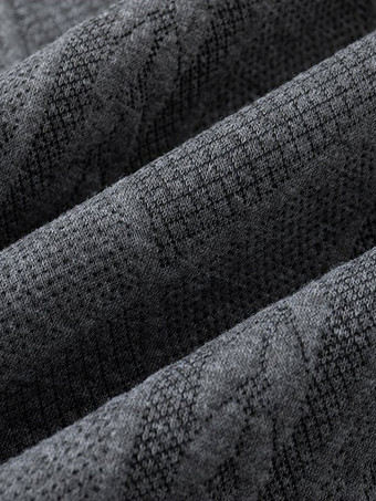 メンズ テクスチャード スウェットシャツ ターンダウンカラー 長袖 レトロスタイル ポロジャケット リブ編みの袖口と裾