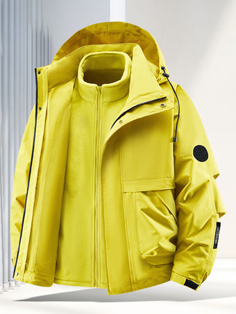 メンズ アウトドア カップルジャケット 取り外し可能なフード 防風防水 2ピースセット