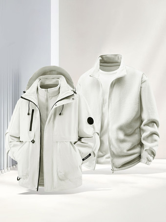 メンズ アウトドア カップルジャケット 取り外し可能なフード 防風防水 2ピースセット