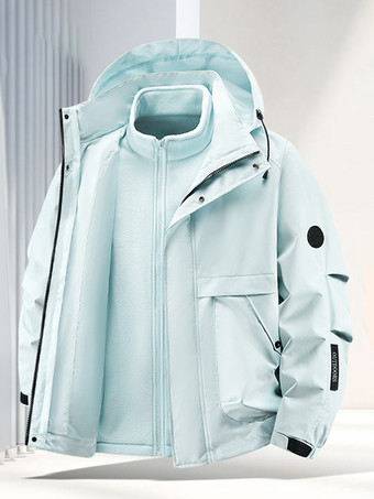 メンズ アウトドア カップルジャケット 取り外し可能なフード 防風防水 2ピースセット