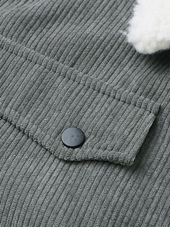 プラスサイズのコーデュロイジャケット。メンズ用。フリース裏地。フロントにフラップポケットが4つ付いた冬用コート。