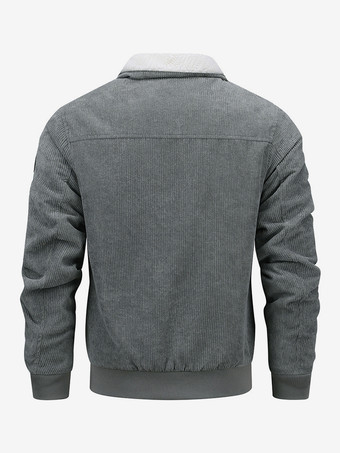 プラスサイズのコーデュロイジャケット。メンズ用。フリース裏地。フロントにフラップポケットが4つ付いた冬用コート。