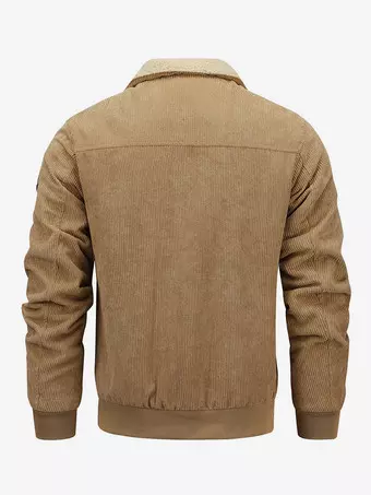 Plus Size Corduroy Jacket For Men Fleece Lining Winter Coat With