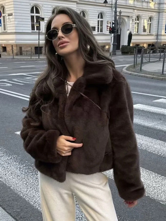 クラシックなラペルを備えた環境に優しいフェイクファージャケット（レディース向け）2025年モデル