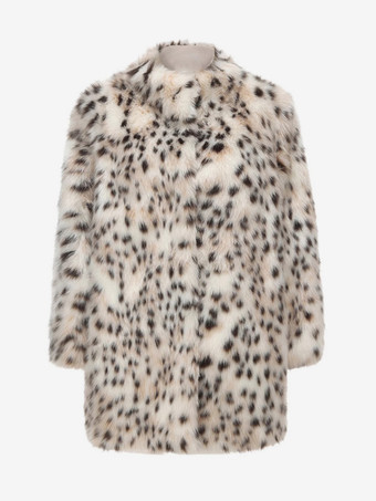 2025年レディース向けヒョウ柄フェイクファーミディコート