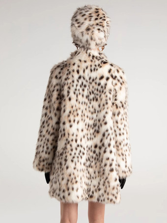 2025年レディース向けヒョウ柄フェイクファーミディコート