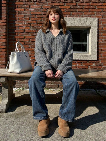 Vネックターンダウンカラープルオーバーセーター（レディース）2025