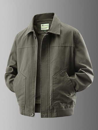 ハンターグリーン メンズ ボンバージャケット ターンダウンカラー 長袖 サイドポケット コーデュロイジャケット