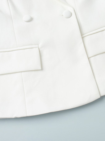 2025年版 女性用スカーフタイ付きホワイトブレザー