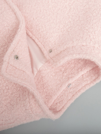 スタンドカラーのピンクのプラッシュジャケット（レディース）2025