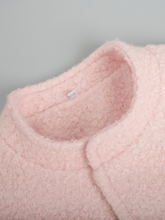 スタンドカラーのピンクのプラッシュジャケット（レディース）2025