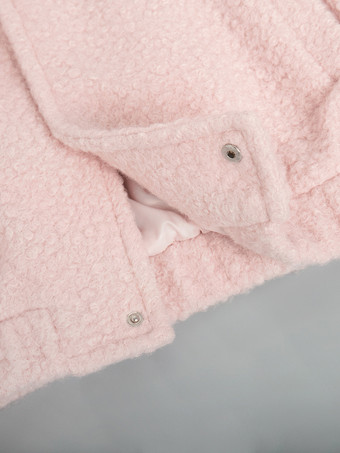 スタンドカラーのピンクのプラッシュジャケット（レディース）2025