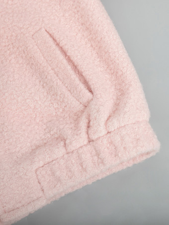 スタンドカラーのピンクのプラッシュジャケット（レディース）2025