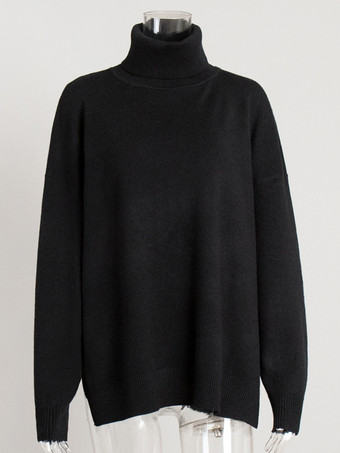 オーバーサイズタートルネックプルオーバーセーター（サイドスリット入り、レディース向け）2025年