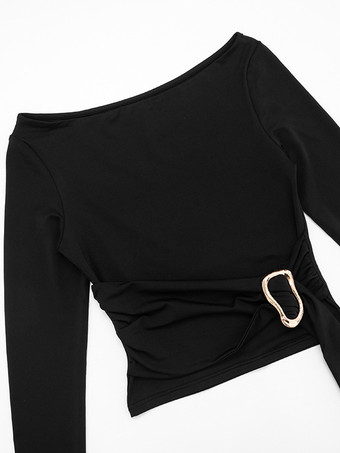 オフショルダートップス（レディース） ルーシュウエスト＆バックルディテール 2025