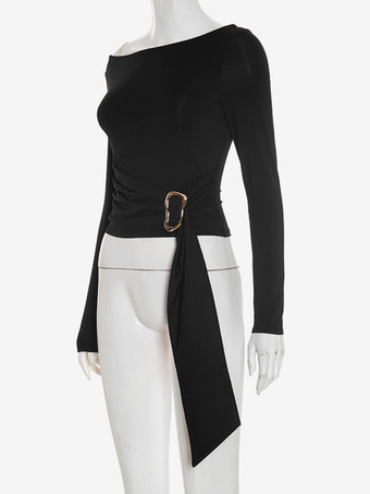 オフショルダートップス（レディース） ルーシュウエスト＆バックルディテール 2025