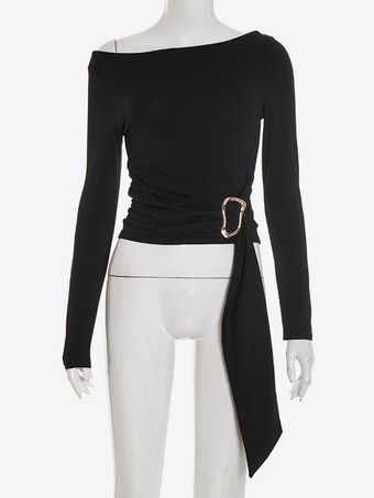 オフショルダートップス（レディース） ルーシュウエスト＆バックルディテール 2025