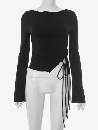 ユニークなサイドタイデザインが特徴のアシンメトリークロップトップ（レディース2025年版）