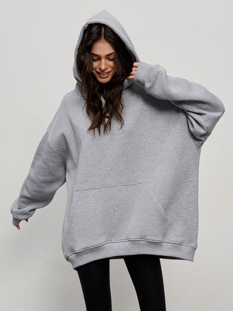 グレイカンガルーポケット付きオーバーサイズパーカー（レディース）2025