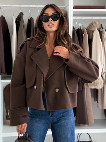 ディープブラウンオーバーサイズ ドロップショルダー クロップコート（レディース）2025