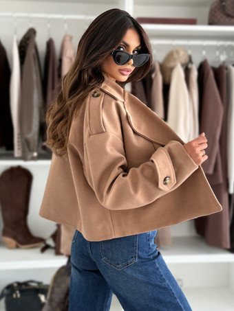 オーバーサイズ ドロップショルダー クロップコート（レディース）2025