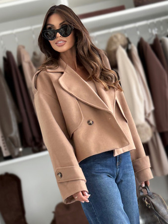 オーバーサイズ ドロップショルダー クロップコート（レディース）2025