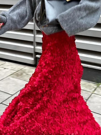 3Dローズフラワーディテールロングスカート（レディース）2025