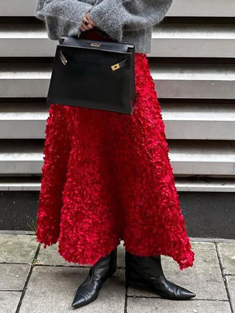 3Dローズフラワーディテールロングスカート（レディース）2025