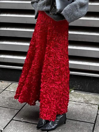 3Dローズフラワーディテールロングスカート（レディース）2025