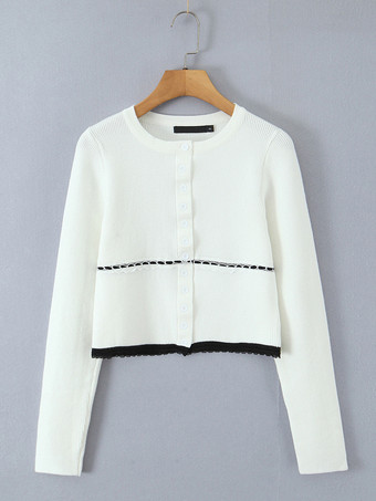 コントラストトリムニットのコーディネートセット（クロップドカーディガンとショートパンツ付き、レディース向け）2025年